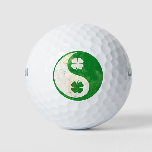 Irish Yin Yang Shamrock Design Golf Balls (Front)