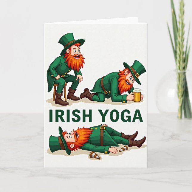 Irish Yoga Leprechaun Fun Card (Front)