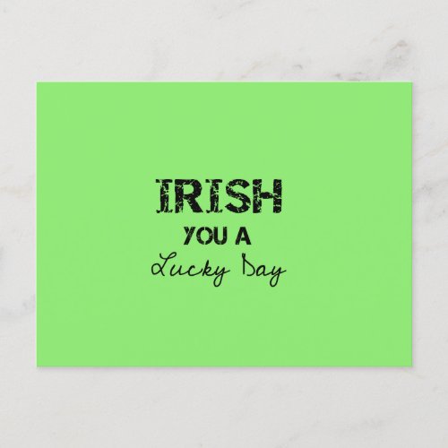 irish you a lucky day postcard