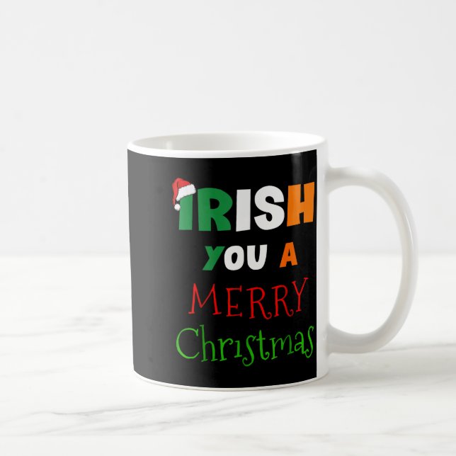Irish You A Merry Christmas Ireland Flag Xmas Hat  Coffee Mug (Right)