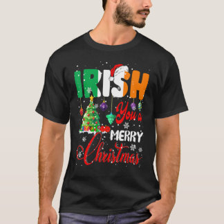 Irish You A Merry Christmas Santa Irish Flag Chris T-Shirt