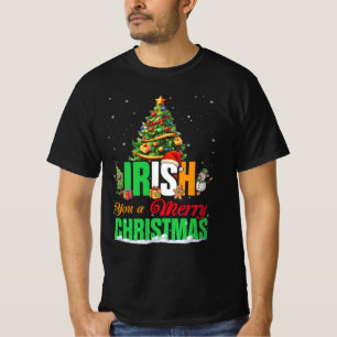 Irish You A Merry Christmas Santa Irish Flag Chris T-Shirt