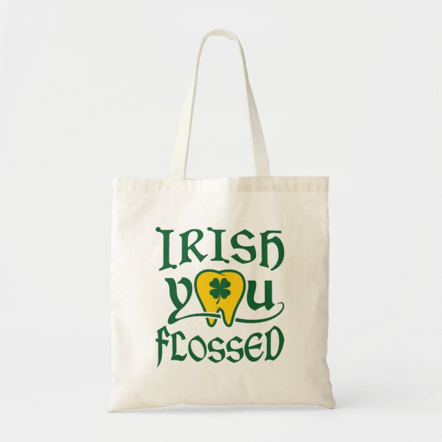 Irish You Flossed Dental St Patricks Day Tote Bag (Front)