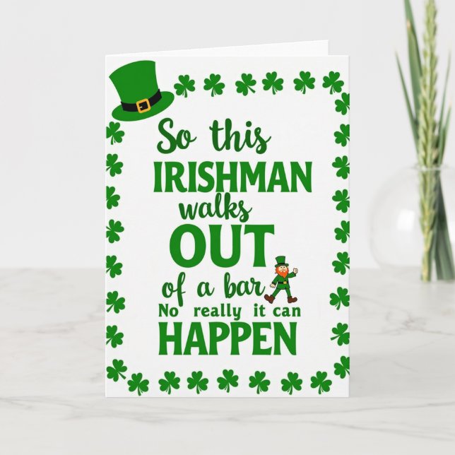 Irishman Bar Joke Funny Card (Front)