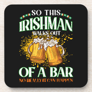Irishman Drinking Beer St. Patrick's Day Beverage Coaster