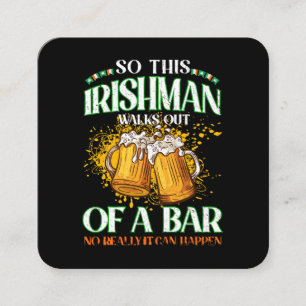 Irishman Drinking Beer St. Patrick's Day Square Business Card