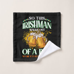 Irishman Drinking Beer St. Patrick's Day Wash Cloth