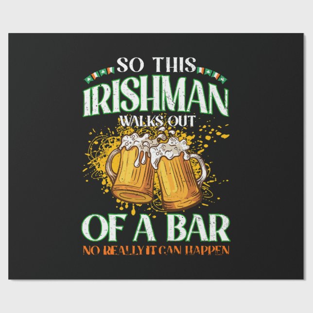 Irishman Drinking Beer St. Patrick's Day Wrapping Paper (Flat)