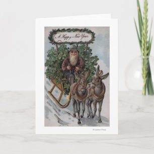 Irishman Driving Sleigh of Shamrocks Card