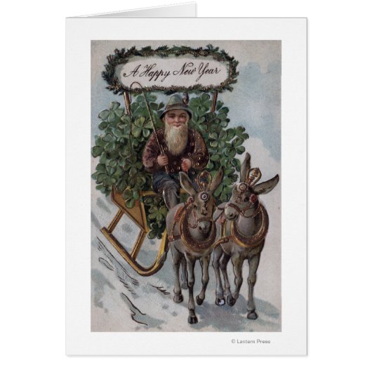 Irishman Driving Sleigh of Shamrocks Cards (Front)