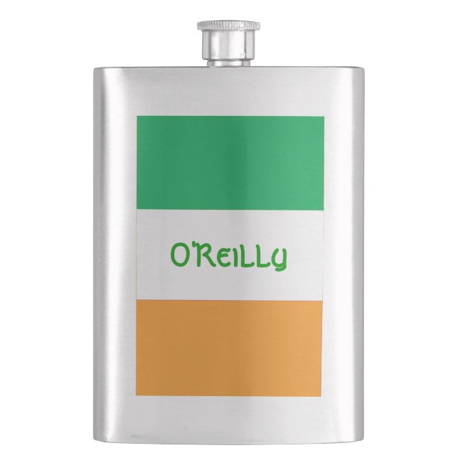 Irishman Ireland Flag Family Name St Paddys Irish Flask (Front)