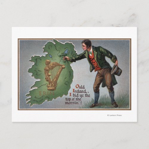 Irishman Offering Shamrocks to Ireland Postcard