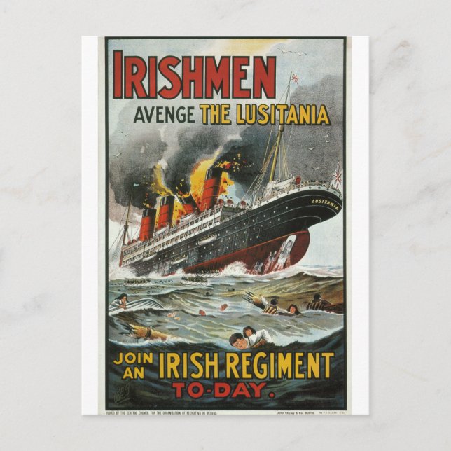Irishmen avenge the Lusitania_Propaganda Poster Postcard (Front)