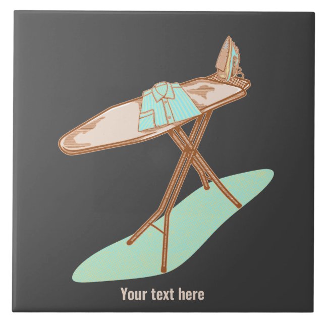 Iron and ironing board household chores ceramic tile (Front)