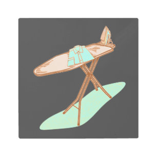 Iron and ironing board household chores metal print
