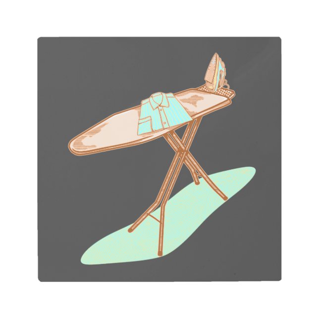 Iron and ironing board household chores metal print (Front)