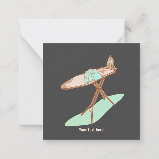 Iron and ironing board household chores note card (Front)