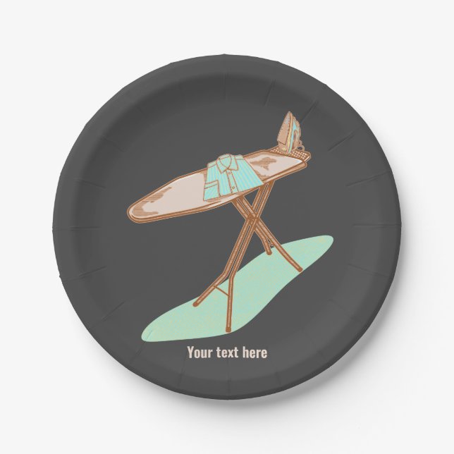 Iron and ironing board household chores paper plates (Front)