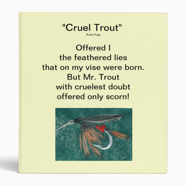"Iron Blue Dun-Cruel Trout" Fly Fishing Journal Binder (Front)