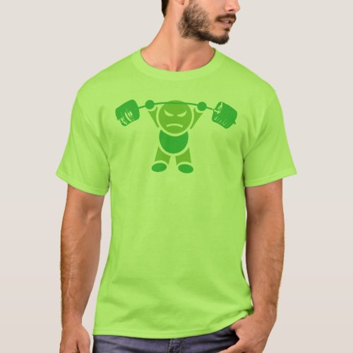 Iron Boy Bodybuilding _ Overhead Press _ Green T_Shirt
