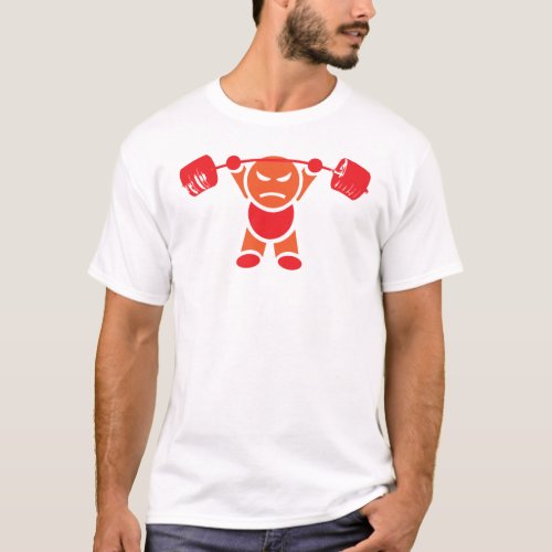 Iron Boy Bodybuilding _ Overhead Press _ Orange T_Shirt