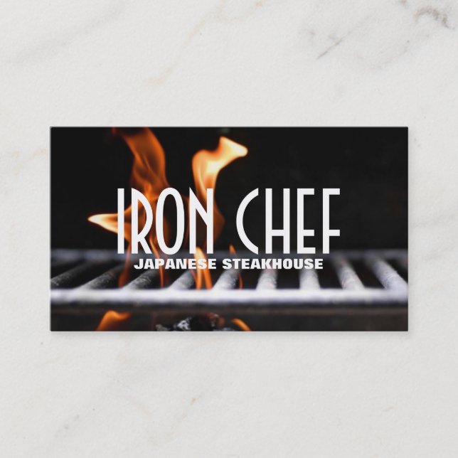 Iron Chef Japanese Restaurant Cooking Classes Business Card (Front)