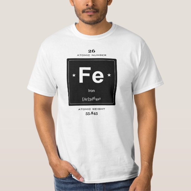 Iron Chemical Element t-shirt with vintage badge (Front)