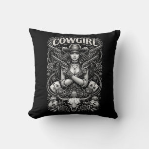 Iron Cowgirl Throw Pillow