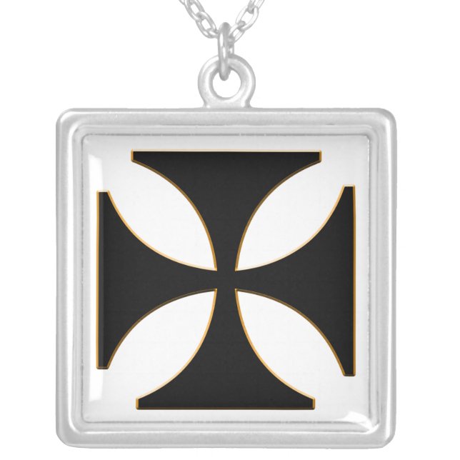 Iron Cross #5 Silver Plated Necklace (Front)
