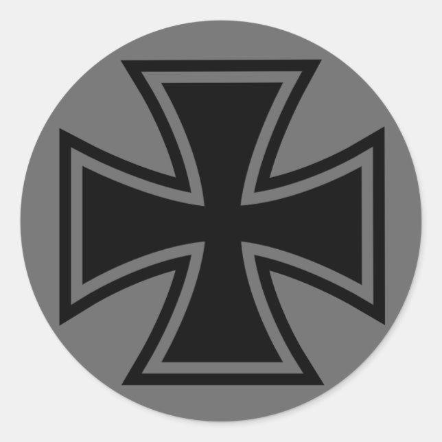 Iron Cross black grey Classic Round Sticker (Front)