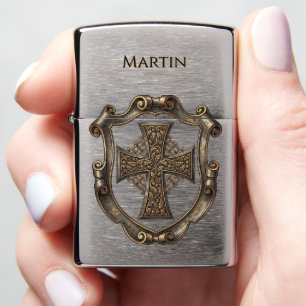"Iron Cross Heritage — Baroque Engraved Shield Zippo Lighter