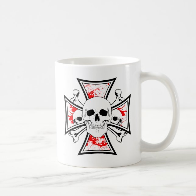 Iron Cross with Skulls and Cross Bones Coffee Mug (Right)