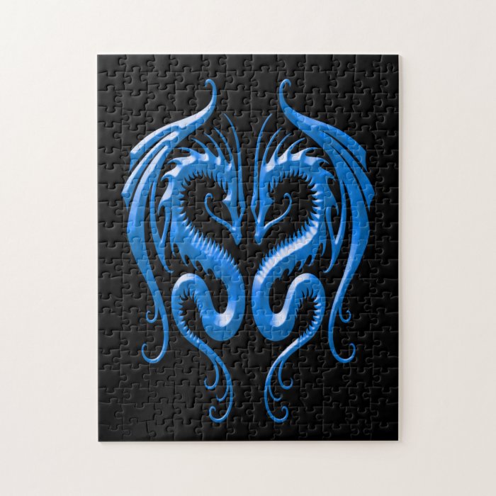 Iron Dragons, blue and black Jigsaw Puzzle