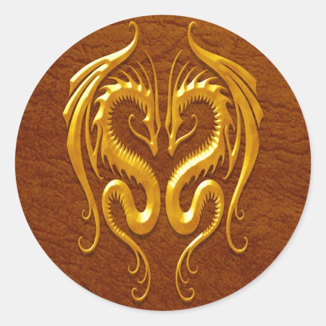 Iron Dragons, brown Classic Round Sticker (Front)