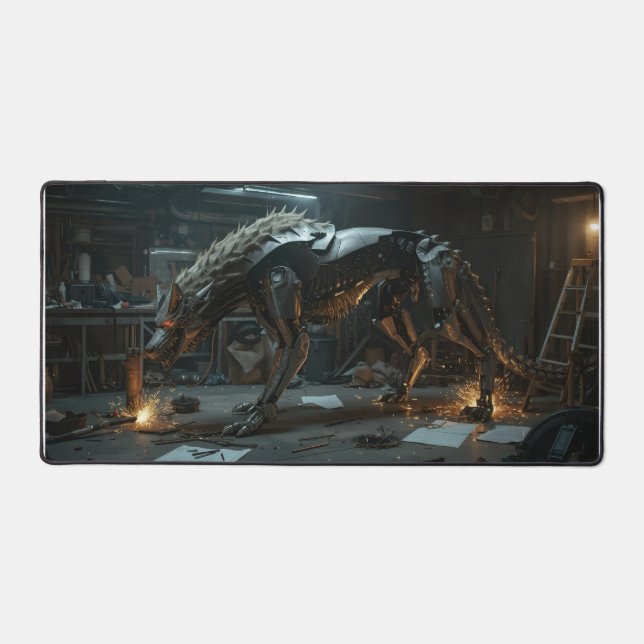 Iron Fang – Cyber Beast Gaming Mousepad Desk Mat (Front)
