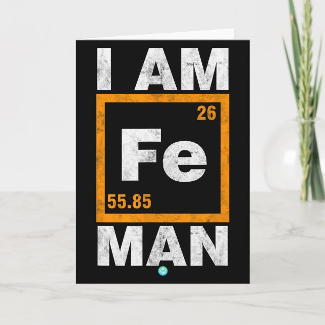 Iron (fe) Man Funny Periodic Elemen Gift  Card (Front)