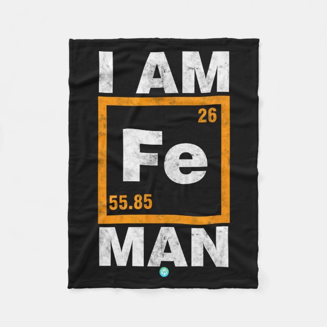 Iron (fe) Man Funny Periodic Elemen Gift  Fleece Blanket (Front)