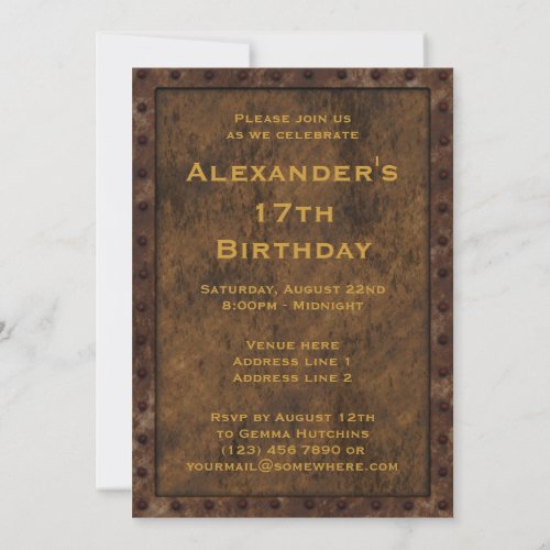 Iron Framed Effect Boys Birthday Double Sided Invitation