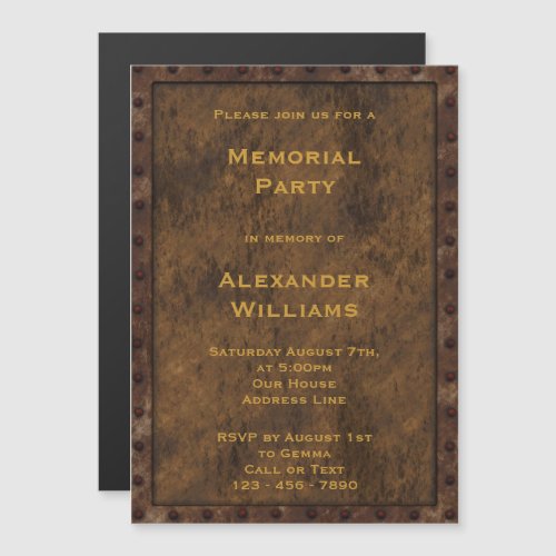 Iron Framed Effect Mens Memorial Party Magnetic Invitation