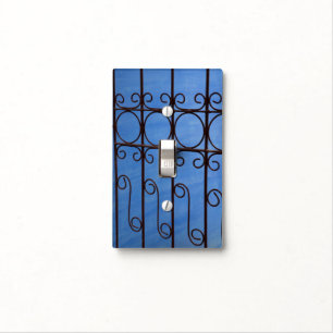 Iron gate pattern in blue, Cuba Light Switch Cover