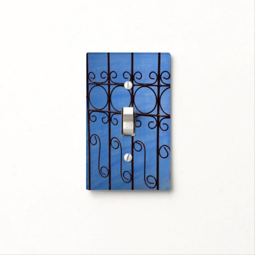 Iron gate pattern in blue Cuba Light Switch Cover