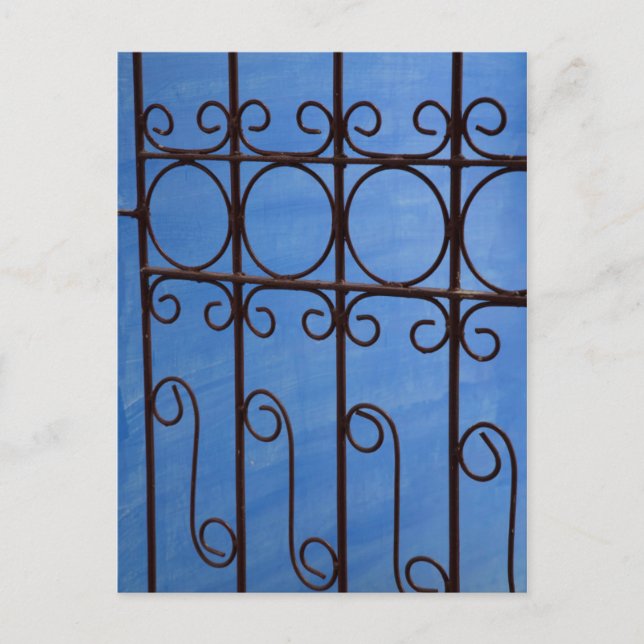 Iron gate pattern in blue, Cuba Postcard (Front)
