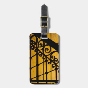 Iron gate pattern in yellow, Cuba Luggage Tag