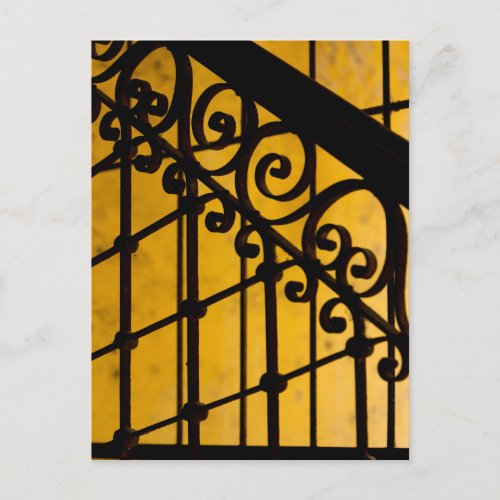 Iron gate pattern in yellow Cuba Postcard
