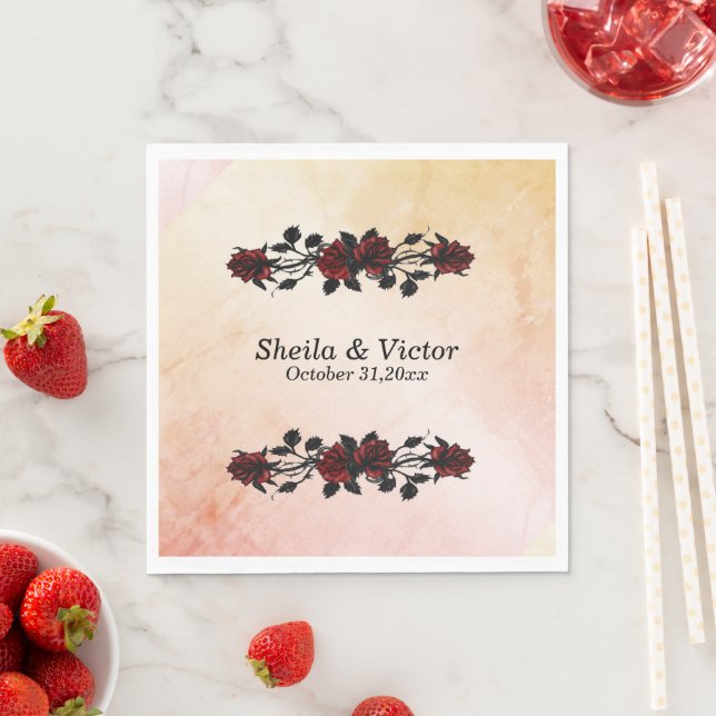 Iron Gates Gothic Red Rose Gothic Orange Napkins (Insitu)