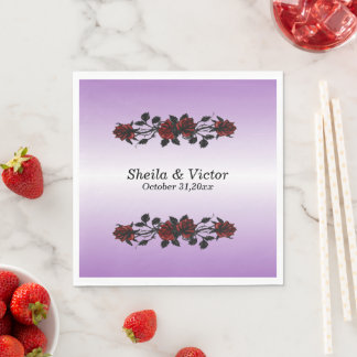 Iron Gates Gothic Red Rose Gothic Purple Wedding Napkins