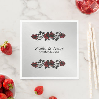 Iron Gates Gothic Red Rose Gothic Wedding Napkins