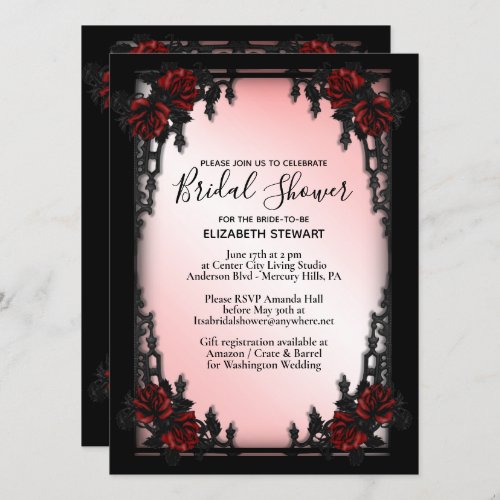 Iron Gothic Bridal Shower Invitation Register Info