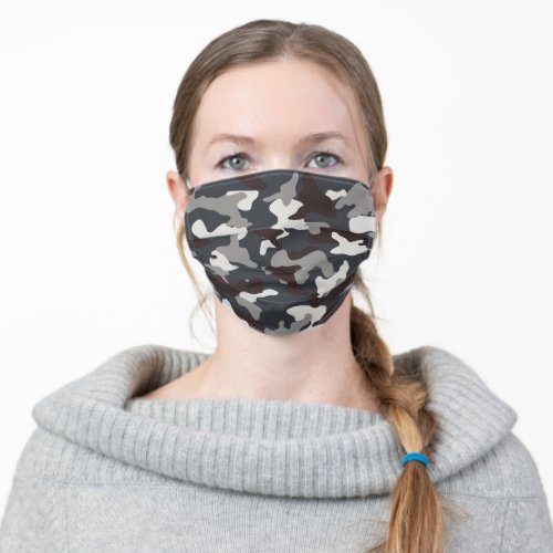 Iron Gray Camouflage Camo Pattern Modern Masculine Adult Cloth Face Mask