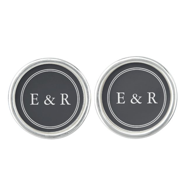 Iron Grille Grey with White Borders and Text Cufflinks (Front)